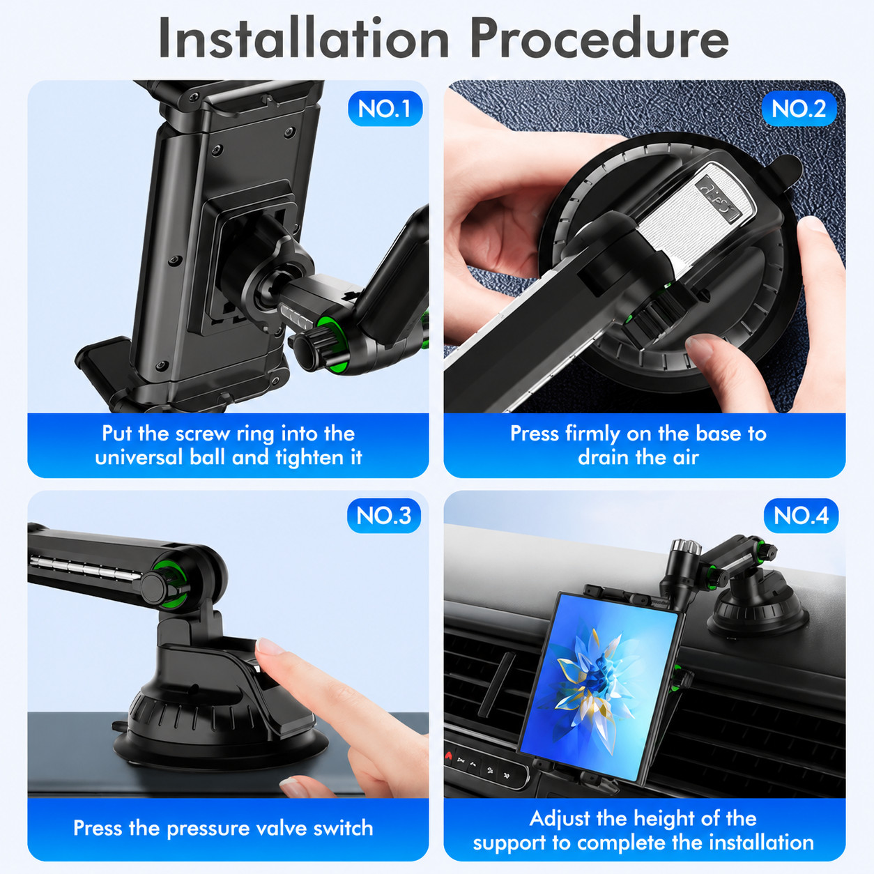 Tablet Mount for Truck Heavy Duty Suction Base Phone Holder for Car Dashboard