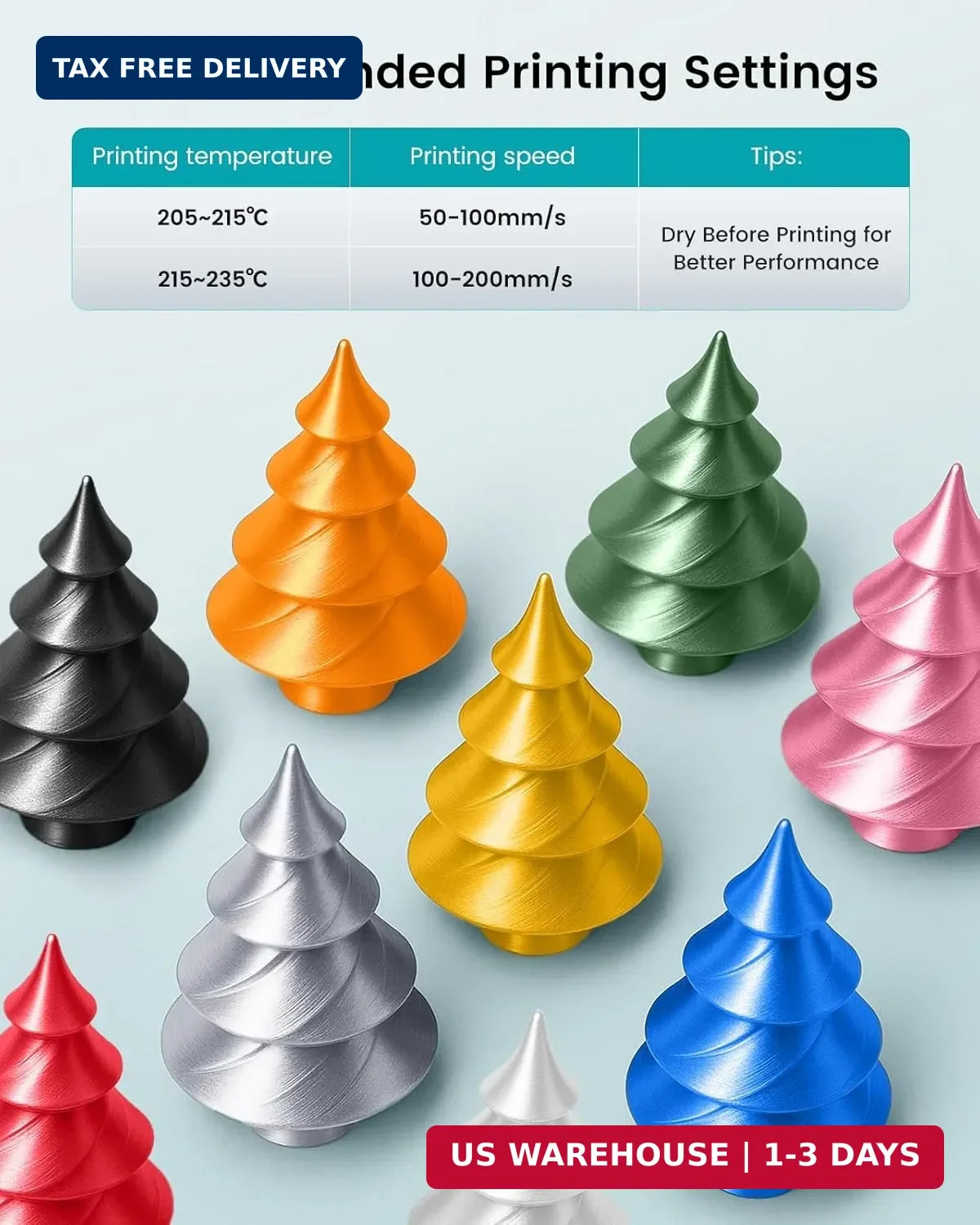 SUNLU Silk PLA+ Filament 1.75mm, Chrome Like Gloss Finish, Smooth Silk Texture