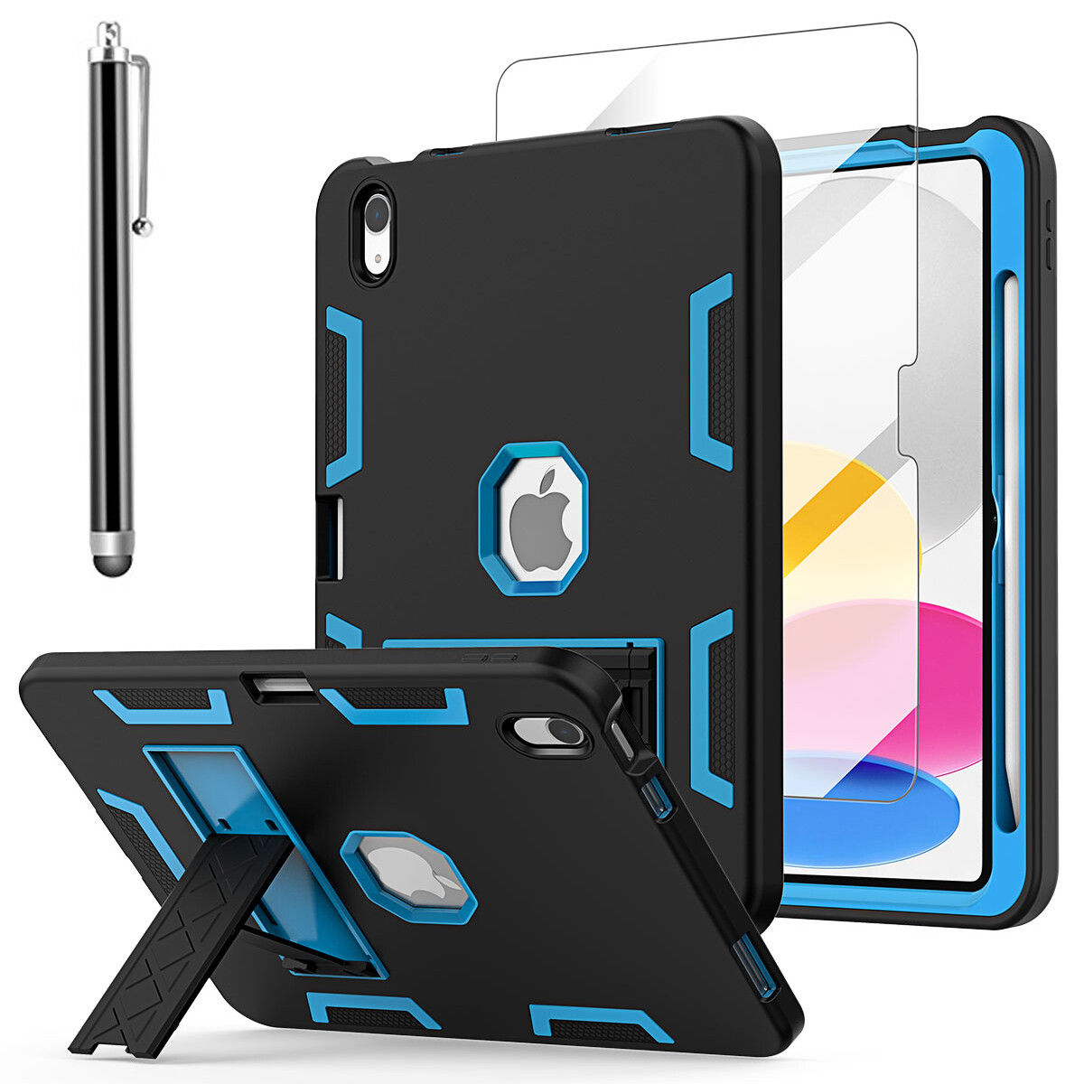 For Apple iPad (A16) Case Shockproof Heavy Duty Stand Cover+Screen Protector