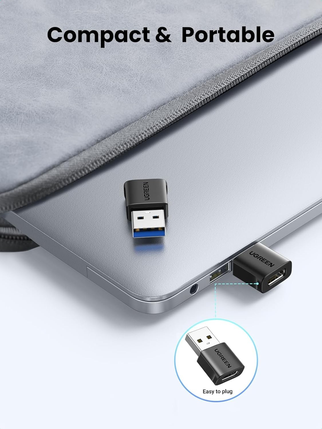 USB to USB C Adapter 2Pc or 3Pack 10Gbps USBC Female to USBA Male Adapter Type