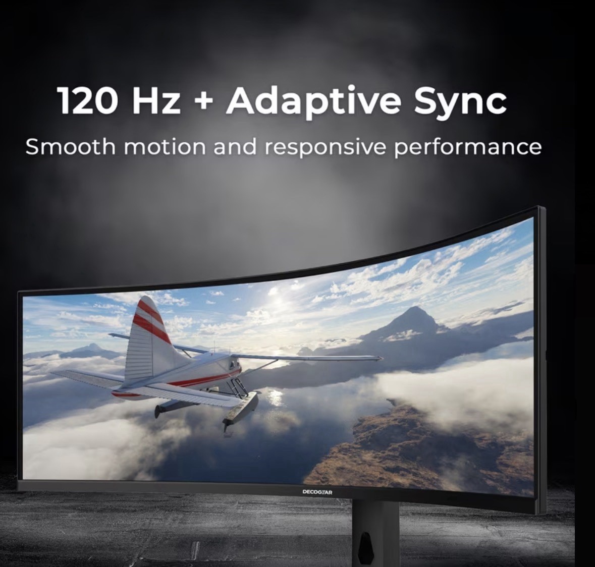DECOGEAR 49in Curved 32:9 Ultrawide Monitor 5120×1440 120Hz HDR HDMI DP USB-C