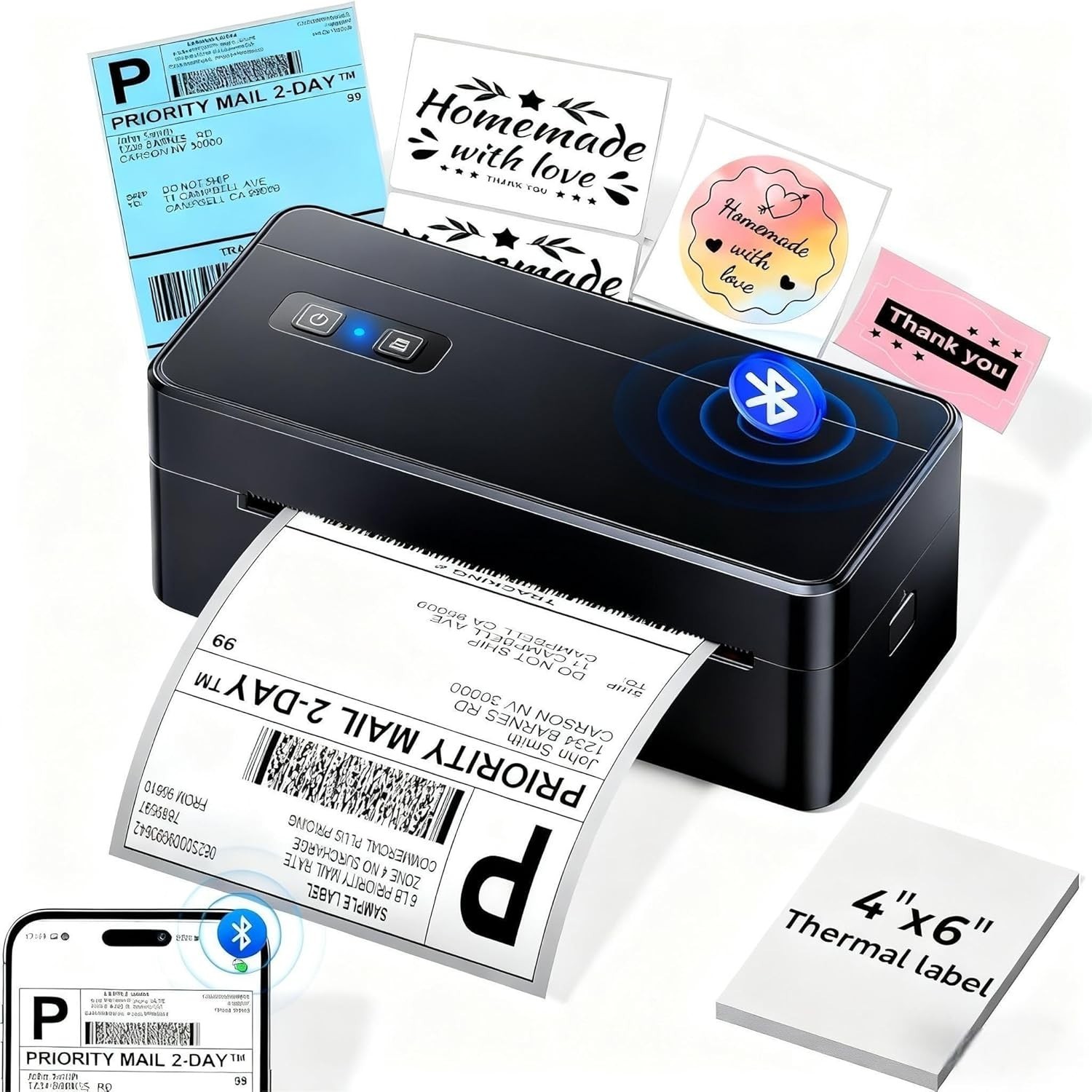 4X6 Bluetooth Thermal Label Printer for Shipping Label Amazon Shopify eBay USPS