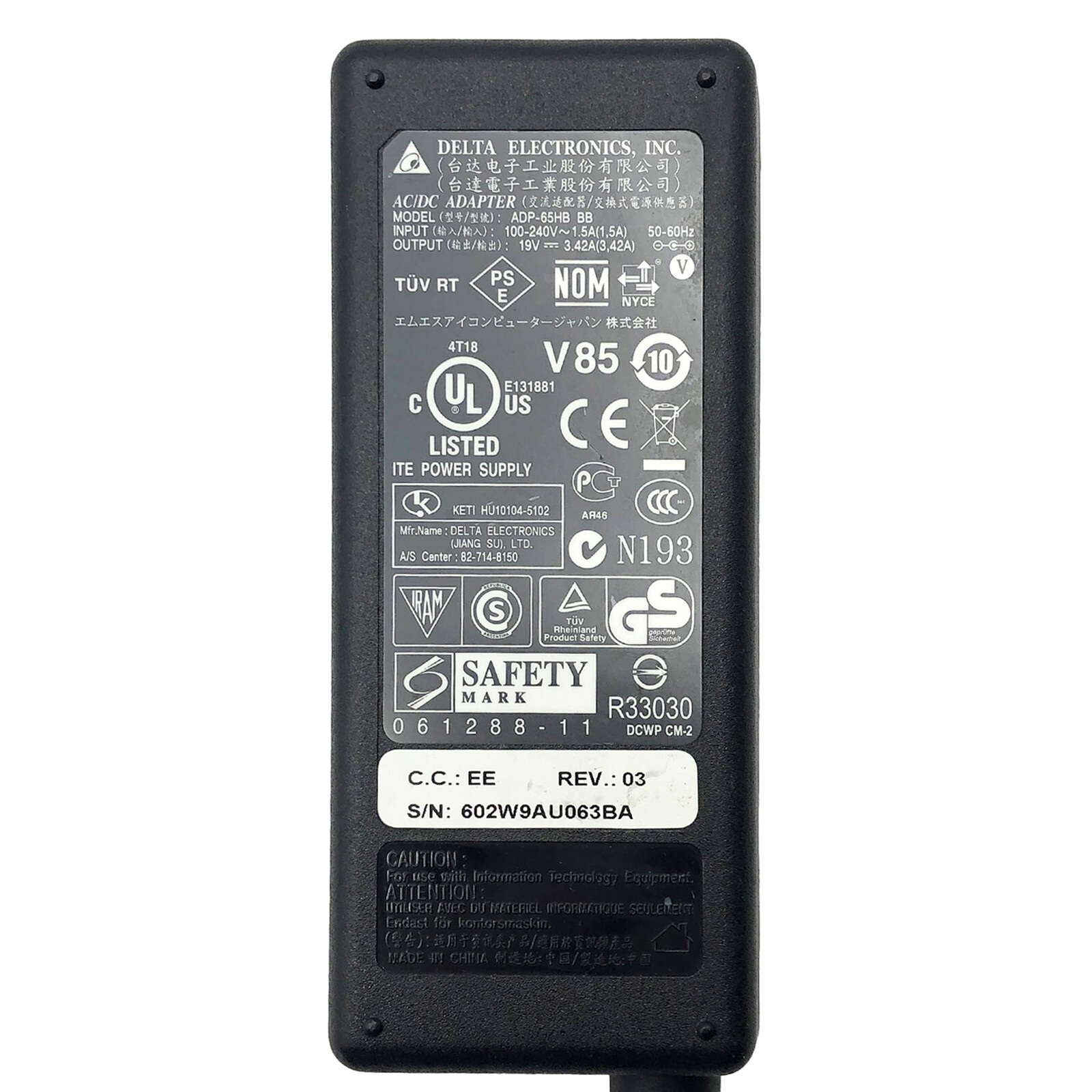 Genuine Delta 65W AC Adapter for MSI Modern 14 A10RAS-883US MS-14B3