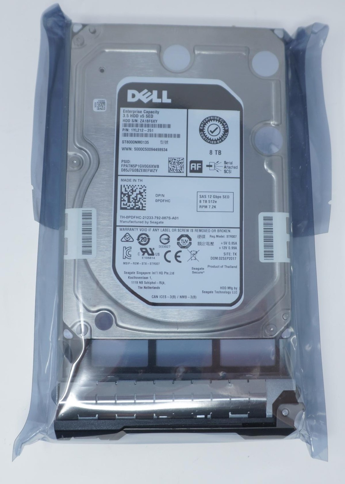 PDFHC Dell 8TB 7.2K SAS 12Gbp 3.5in SED HDD 0PDFHC ST8000NM0135