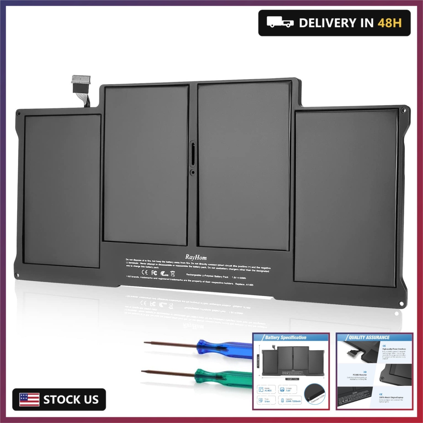 7200mAh Replacement Battery for MacBook Air 13″ A1466 (2012-2017) & A1369 (2010-
