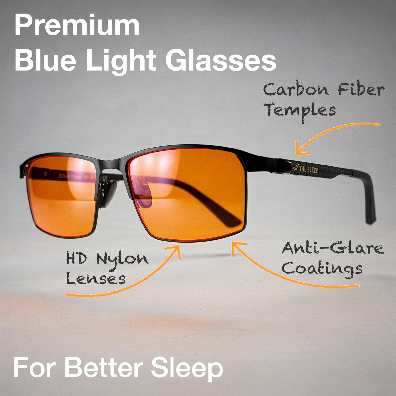 Orange Blue Light Blocking Glasses for Better Sleep – Premium Carbon Fiber Am…