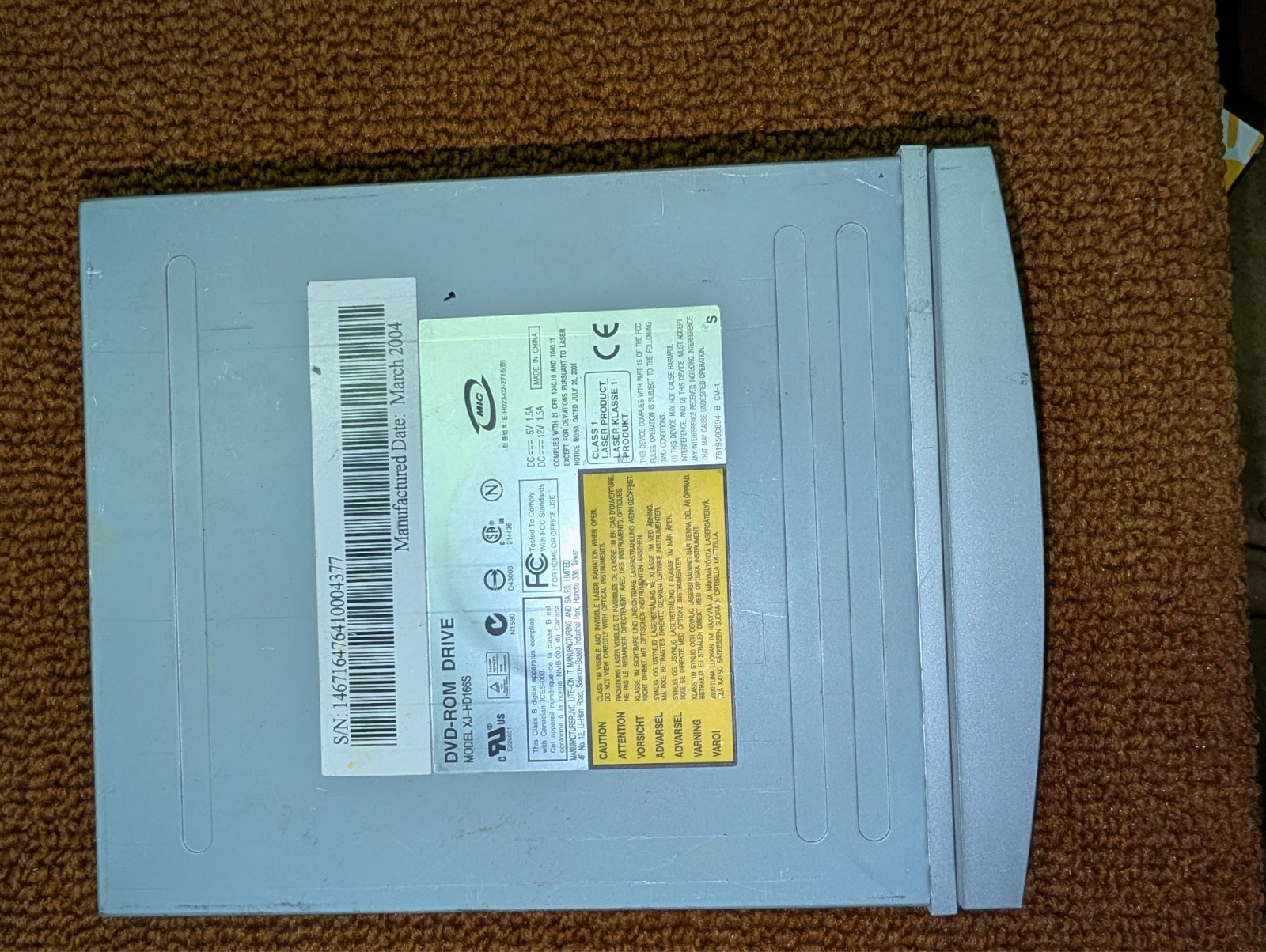 Vintage Silver ‘Round’ Lite-On 16X DVD-ROM PC IDE Computer Drive Tested Working