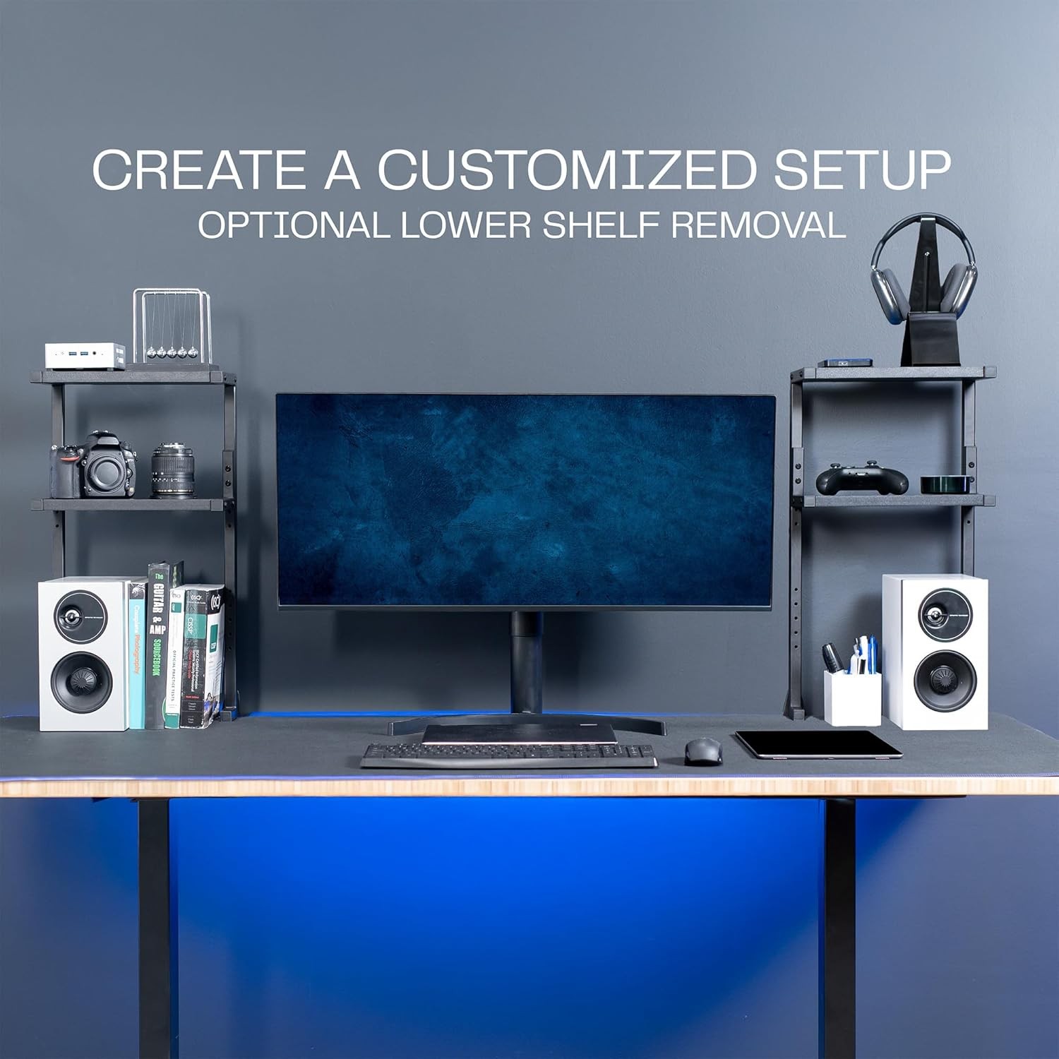 Clamp-on 13 inch Above/Below Desk 3-Tier Shelving Unit Table Accessories Gaming