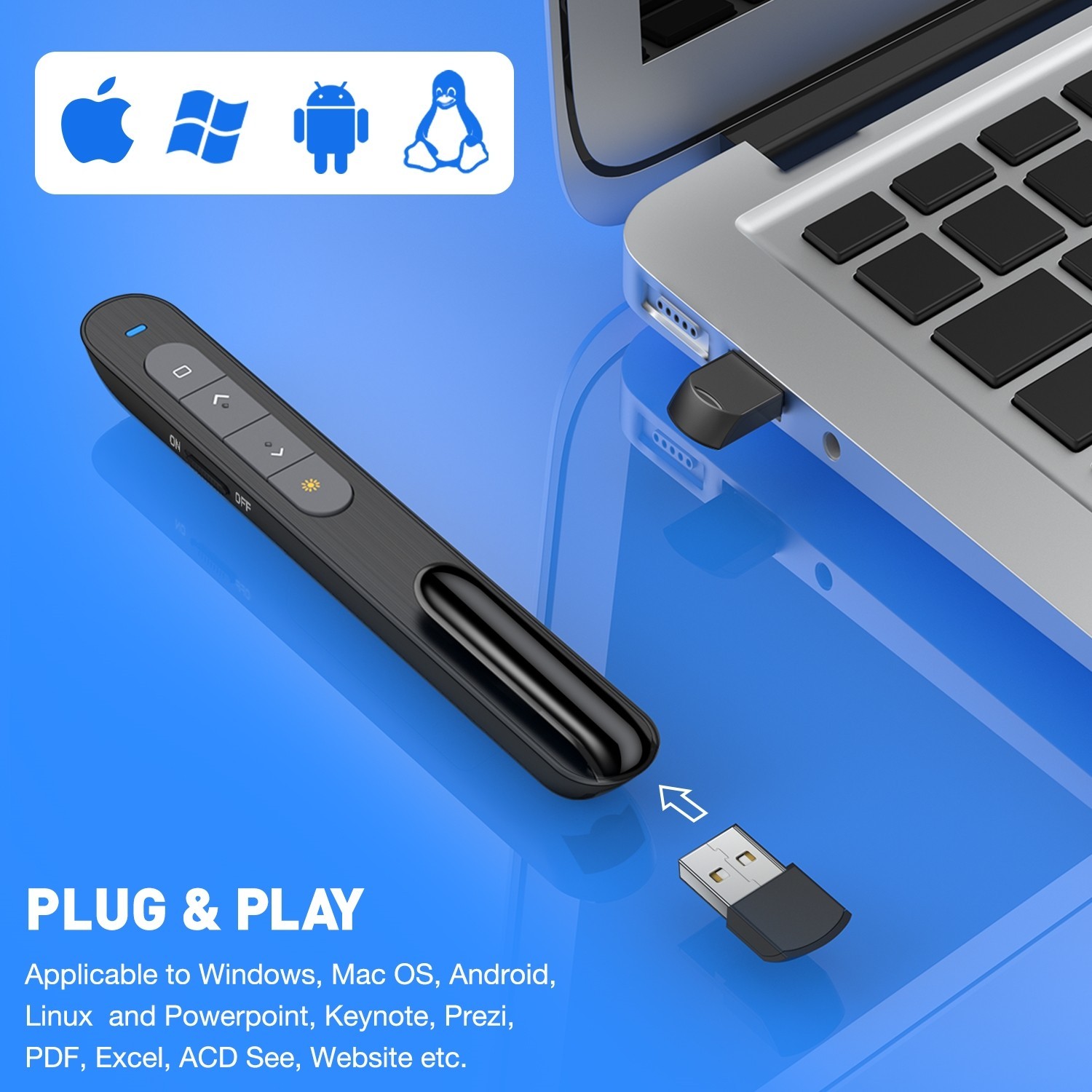 Power point Presentation Remote Control Wireless USB PPT Presenter Laser Pointer