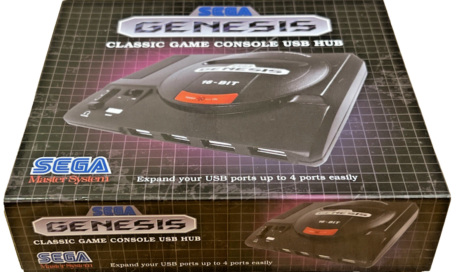 SEGA Classic Game Console Design USB Hub Splitter Box 4-Port Black New Gaming