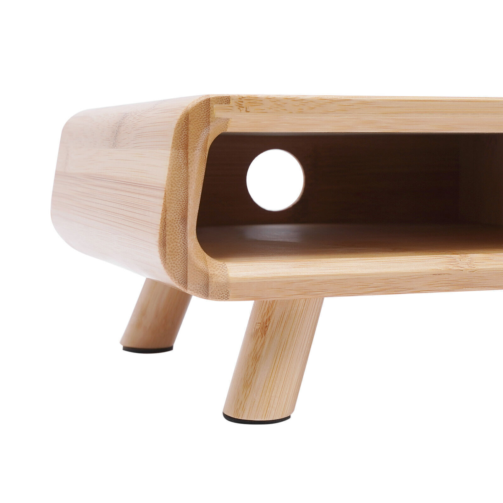 24in Bamboo Monitor Stand W/ Drawer Back Baffle Desktop Stand Riser 4.5in Height