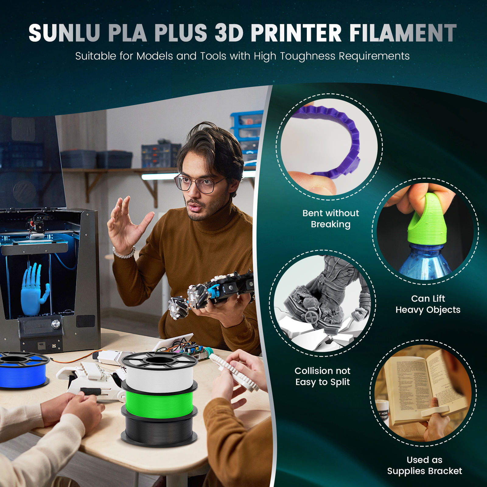 【BUY4 PAY FOR 3】SUNLU PLA/PLA PLUS/PETG/SILK/ABS/META/MATTE 1KG TPU500G Filament