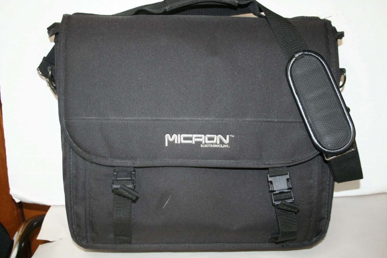 Micron Electronics Padded Laptop Briefcase Messenger Bag Black Heavy Duty Excell