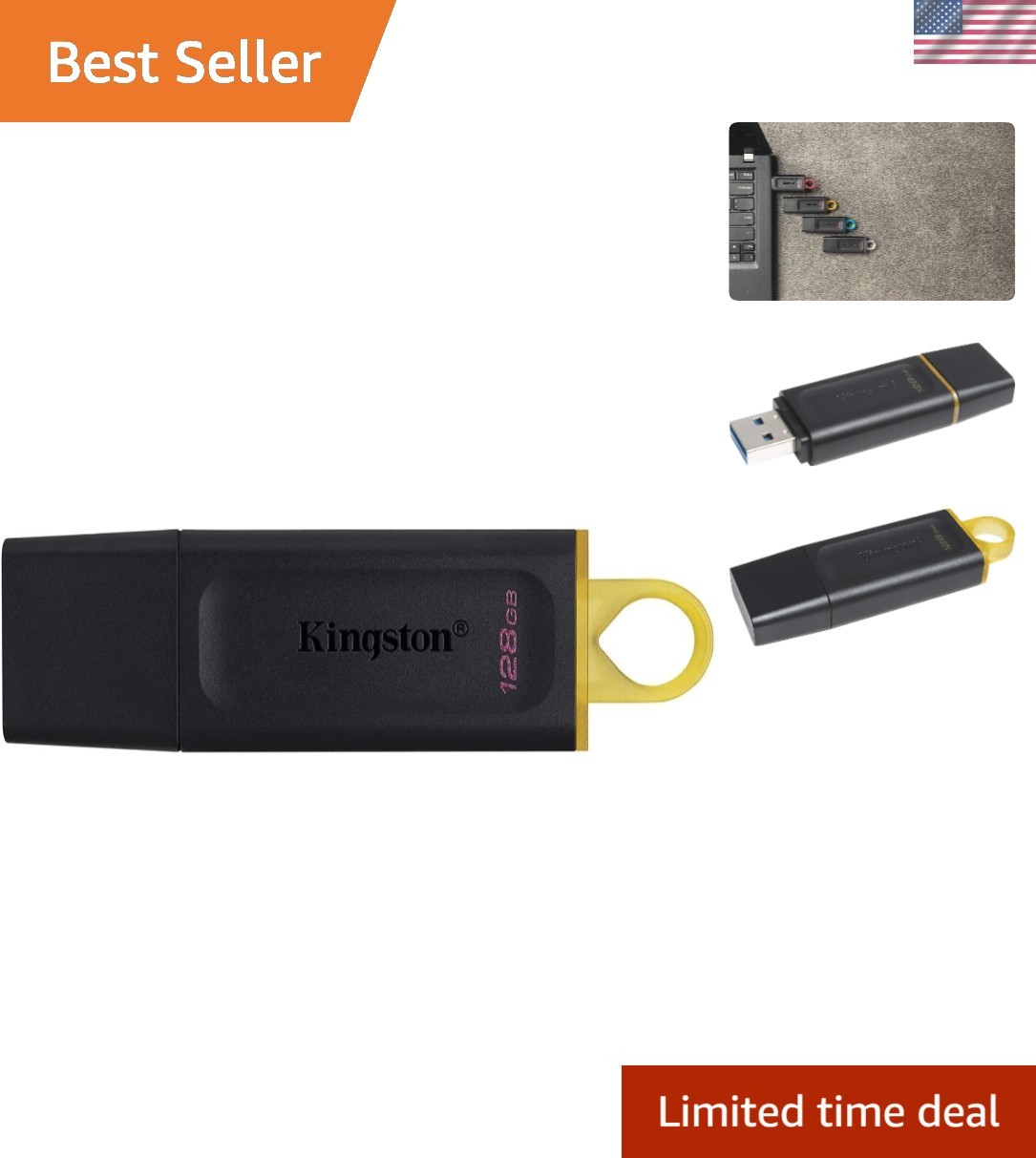 DataTraveler Exodia 128GB USB 3.2 Flash Drive – Quick & Stylish Storage Solution