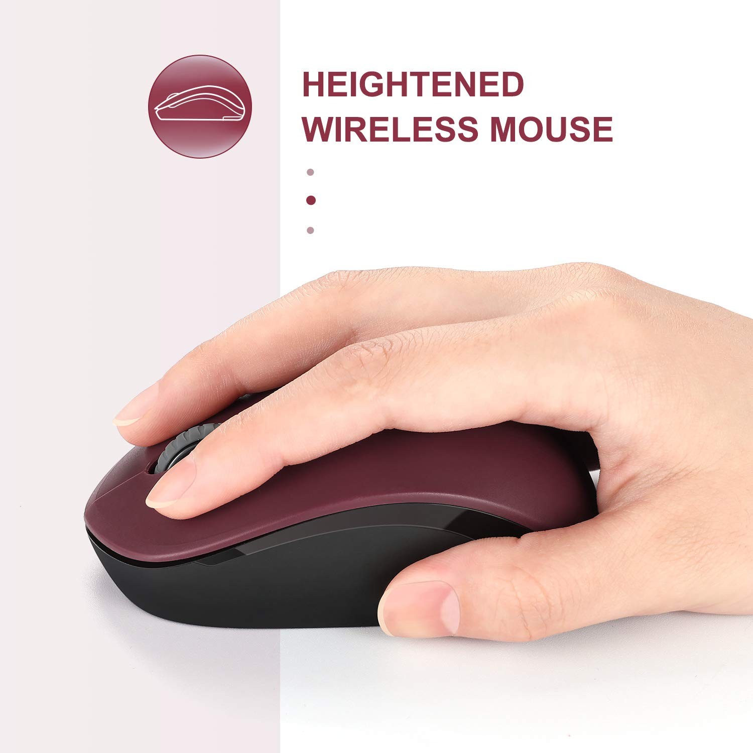 seenda Wireless Mouse for Laptop, 2.4G Portable Mouse, Red and Black