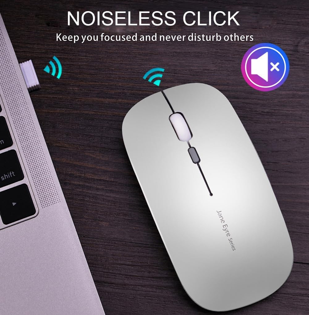 Q5 Slim Rechargeable Wireless Mouse, 2.4G Portable Optical Silent Ultra Thin