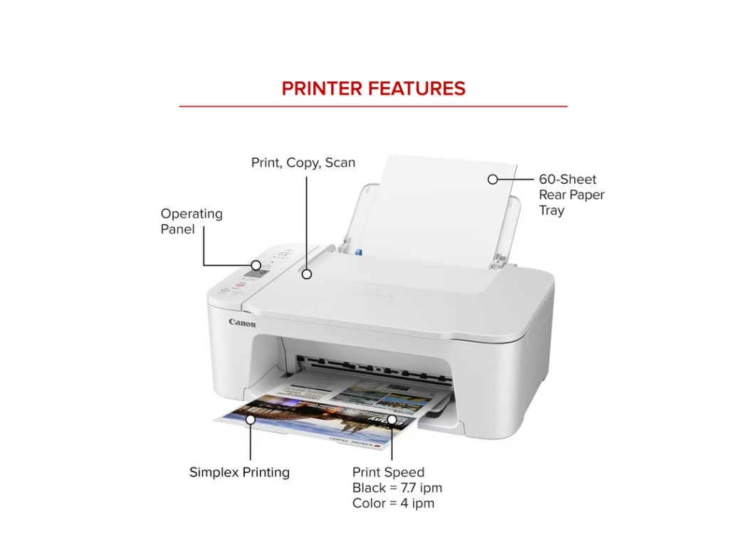 Canon PIXMA TS3722 Wireless All-In-One Inkjet Printer for Home Office