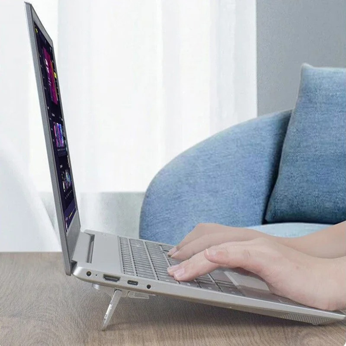 2PCS Foldable Laptop Stand Invisible Adhesive Adjustable Notebook Riser