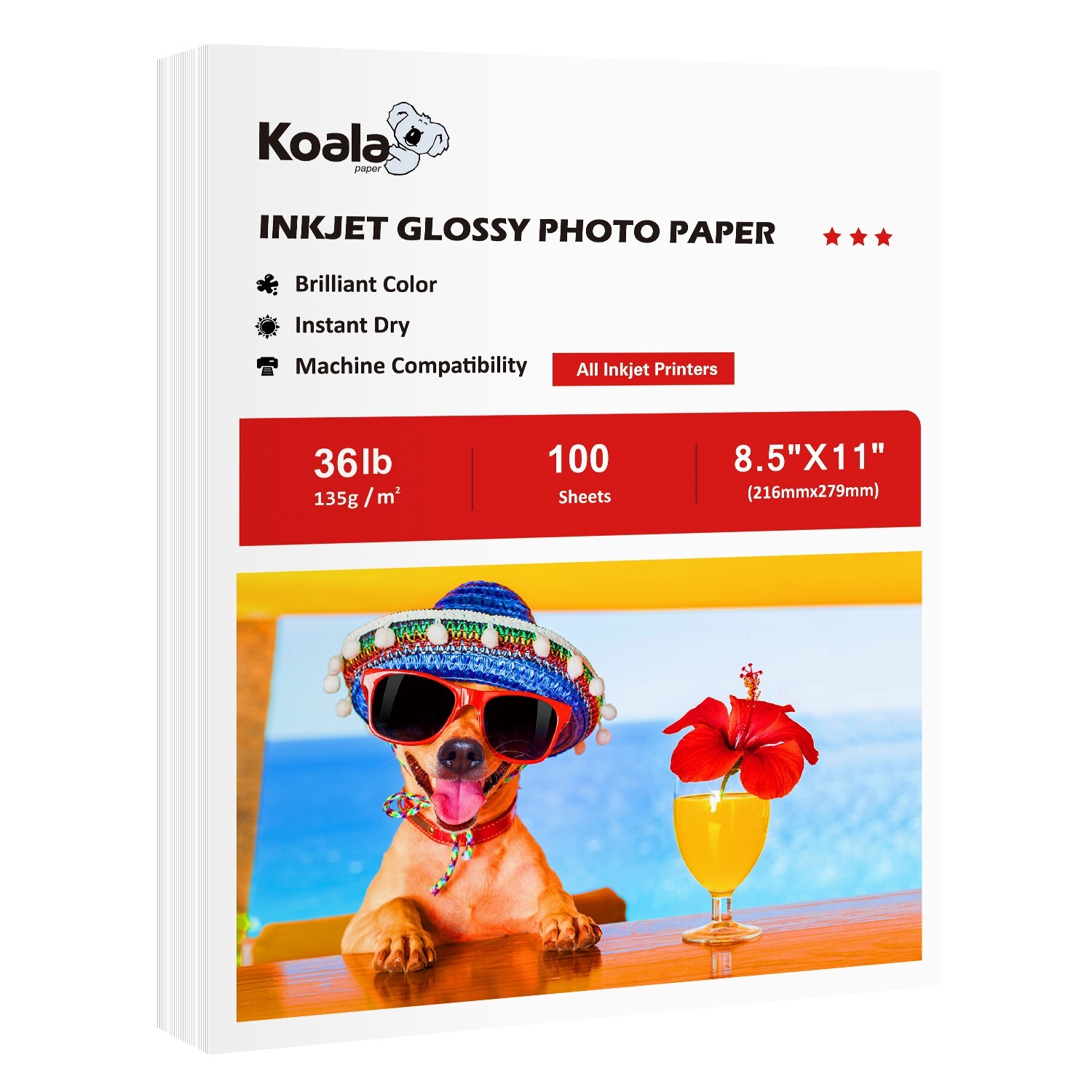 Koala Inkjet Printer Photo Paper 8.5×11 Glossy 36 lb 4000 Sheets Bulk