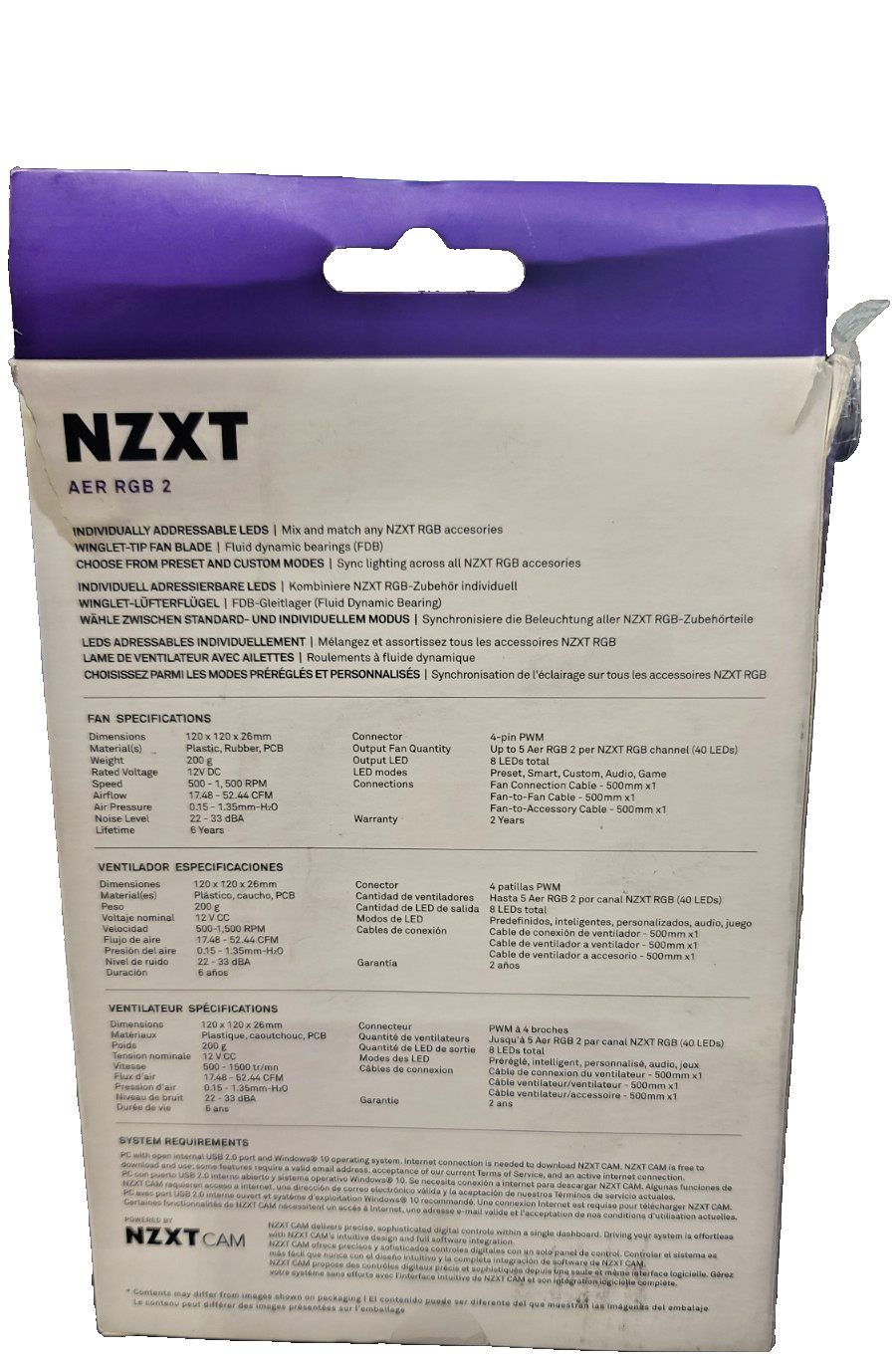 NZXT AER RGB 2 RGB Fluid Dynamic Bearing PWM 120mm Fan (Black)