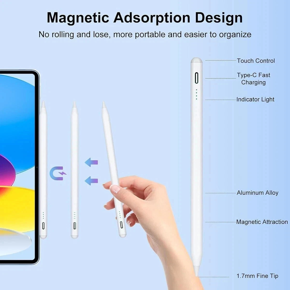 Stylus Pen for iPad 2018-2025, Apple Pencil for iPad 11th A16/10/9/8/7/6 Gen