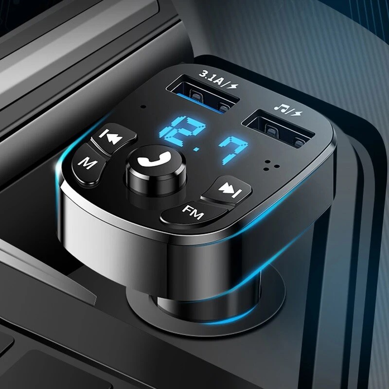 Bluetooth 5.0 Car Wireless FM Transmitter Adapter 2USB PD Charger AUX Hands-Free