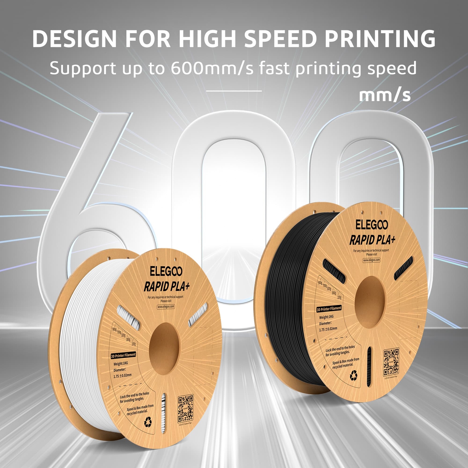 【Buy 3 Get 2 Free,Add 5】ELEGOO Rapid PLA+ 3D Printer Material Filament 1KG