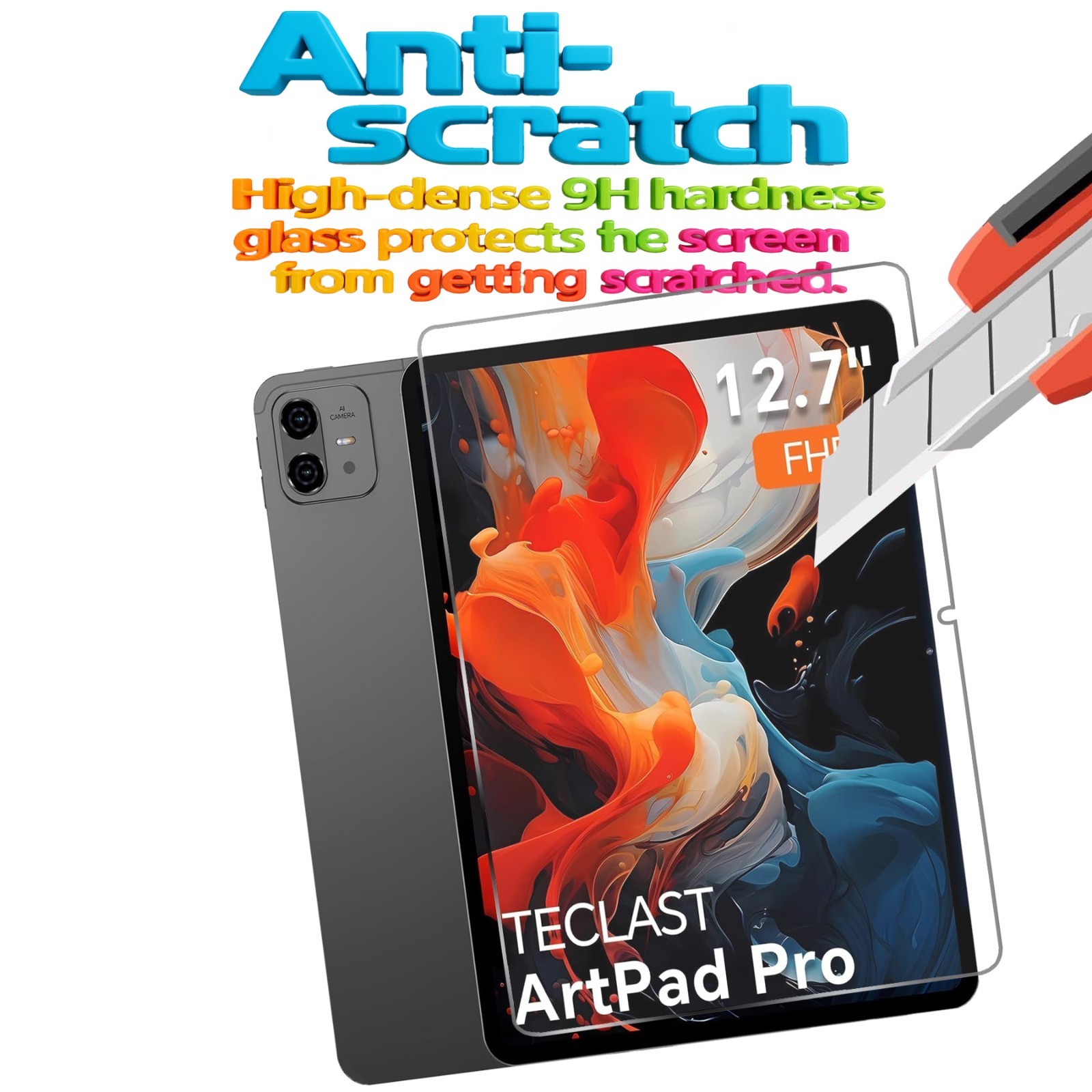 2 Pack Glass Screen Protector For Teclast ArtPad Pro 12.7″ Tablet 9H HD Clear