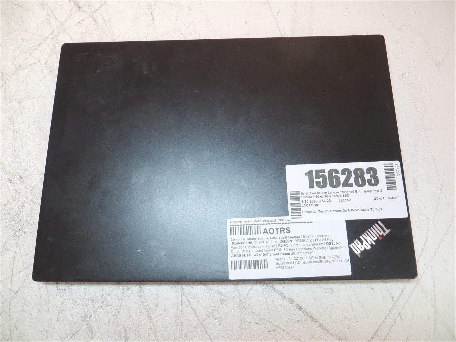 Scratched Screen Lenovo ThinkPad E14 Laptop Intel i5-10210U 1.6GHz 8GB 512GB SSD