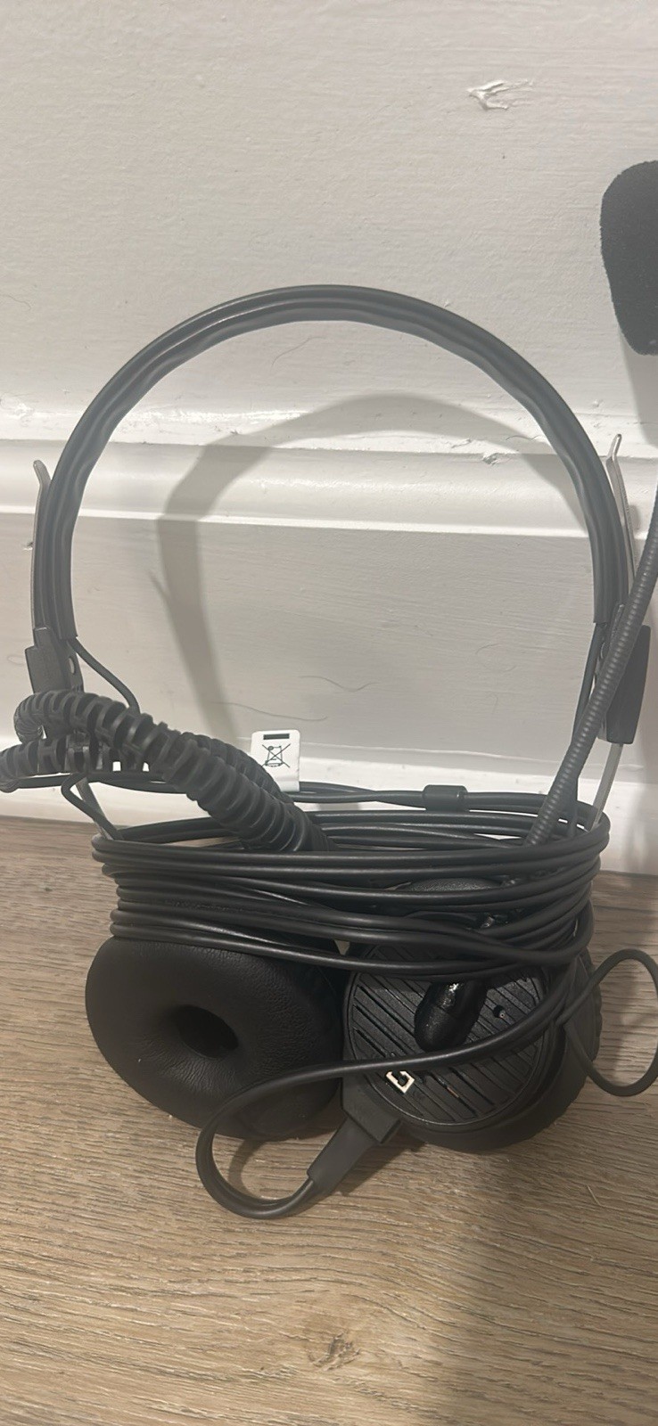 Telex Airman 850 Single-Ear Wired Headset Boom Mic Black 5ft Cable