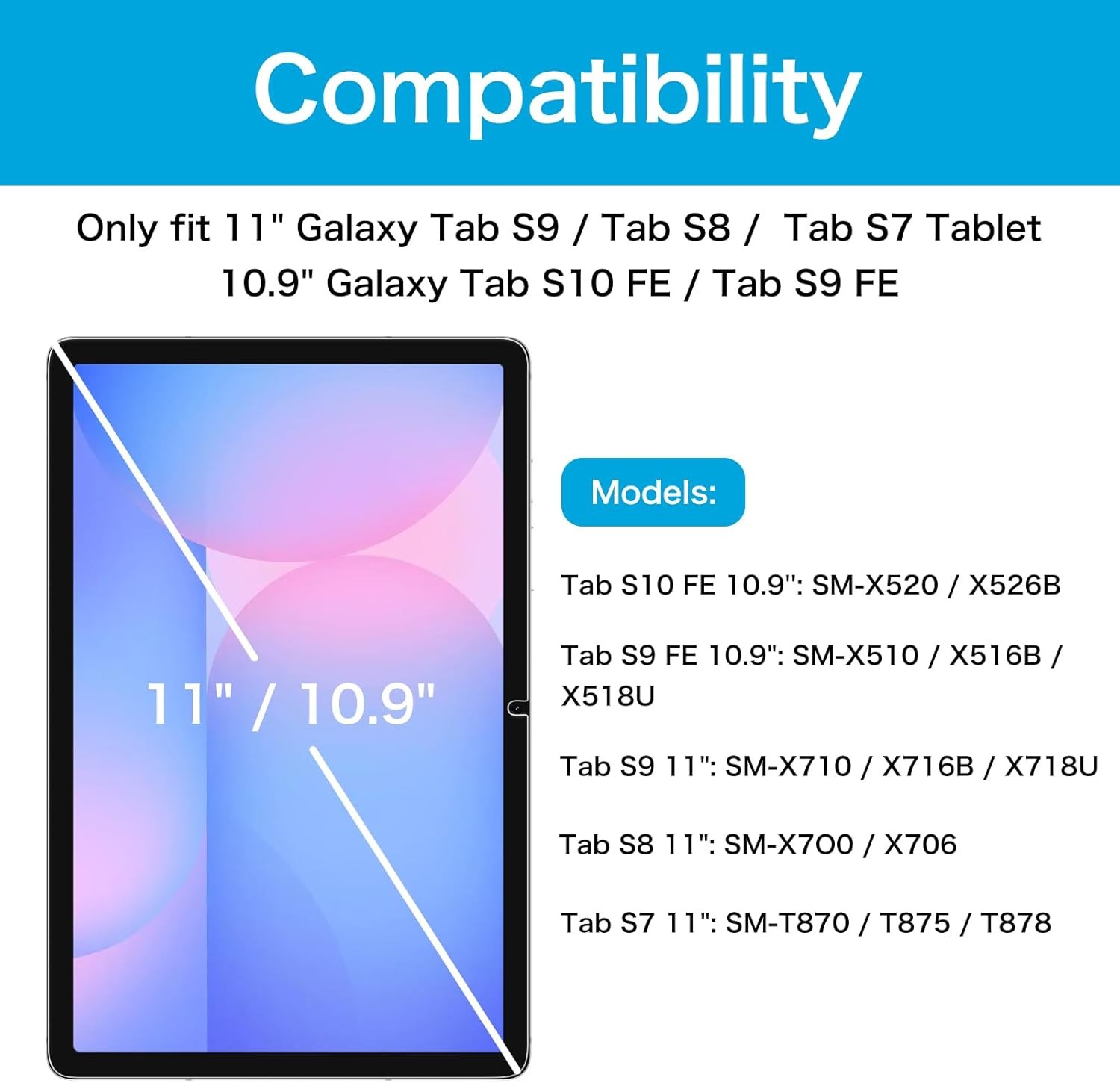 [2 Pack] Screen Protector for Samsung Galaxy Tab S10 FE/S9 FE & Tab S9/S8/S7