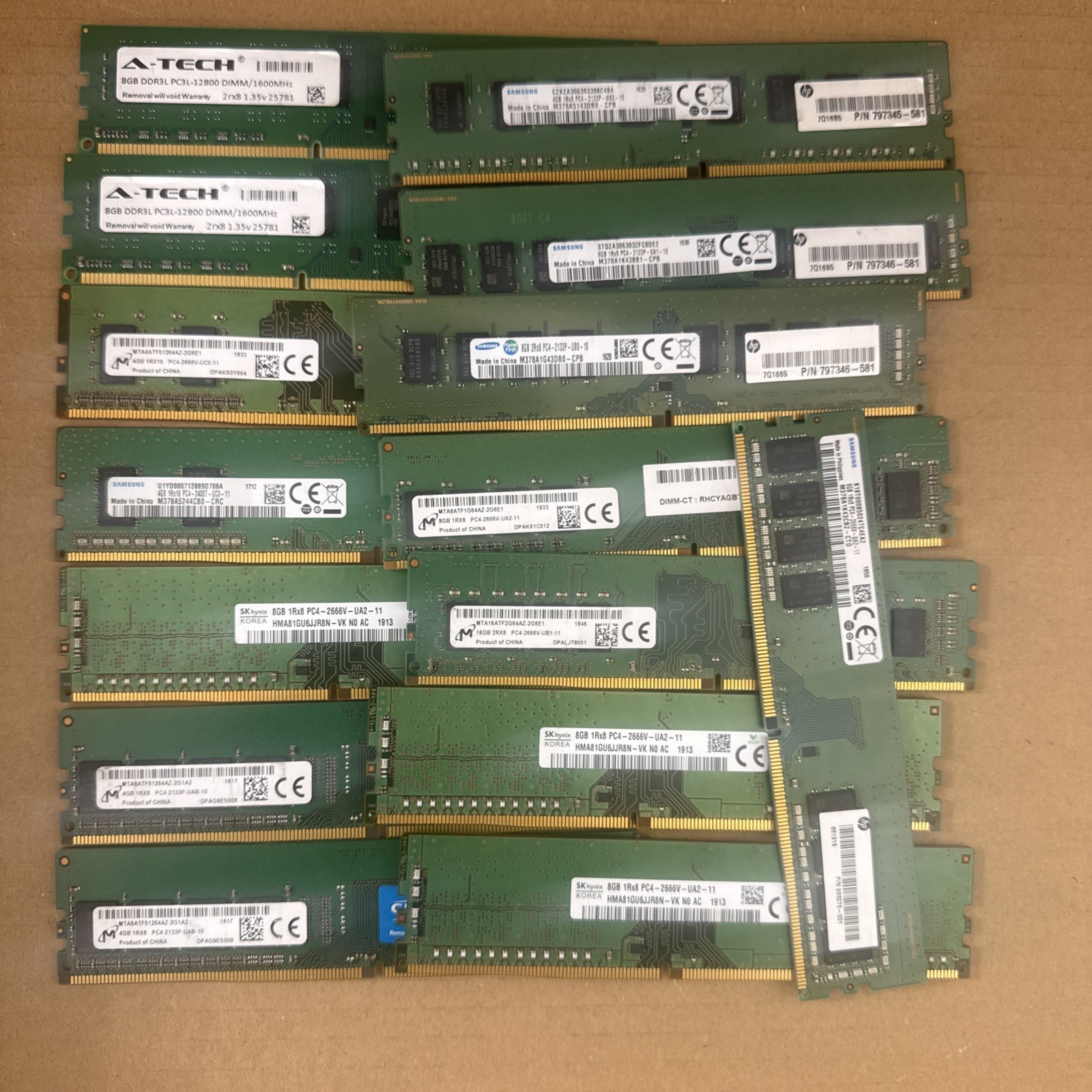 Wholesale Lot 15x Desktop RAM Sticks DDR4DDR3 16GB 8GB 4GB Samsung Micron Hynix