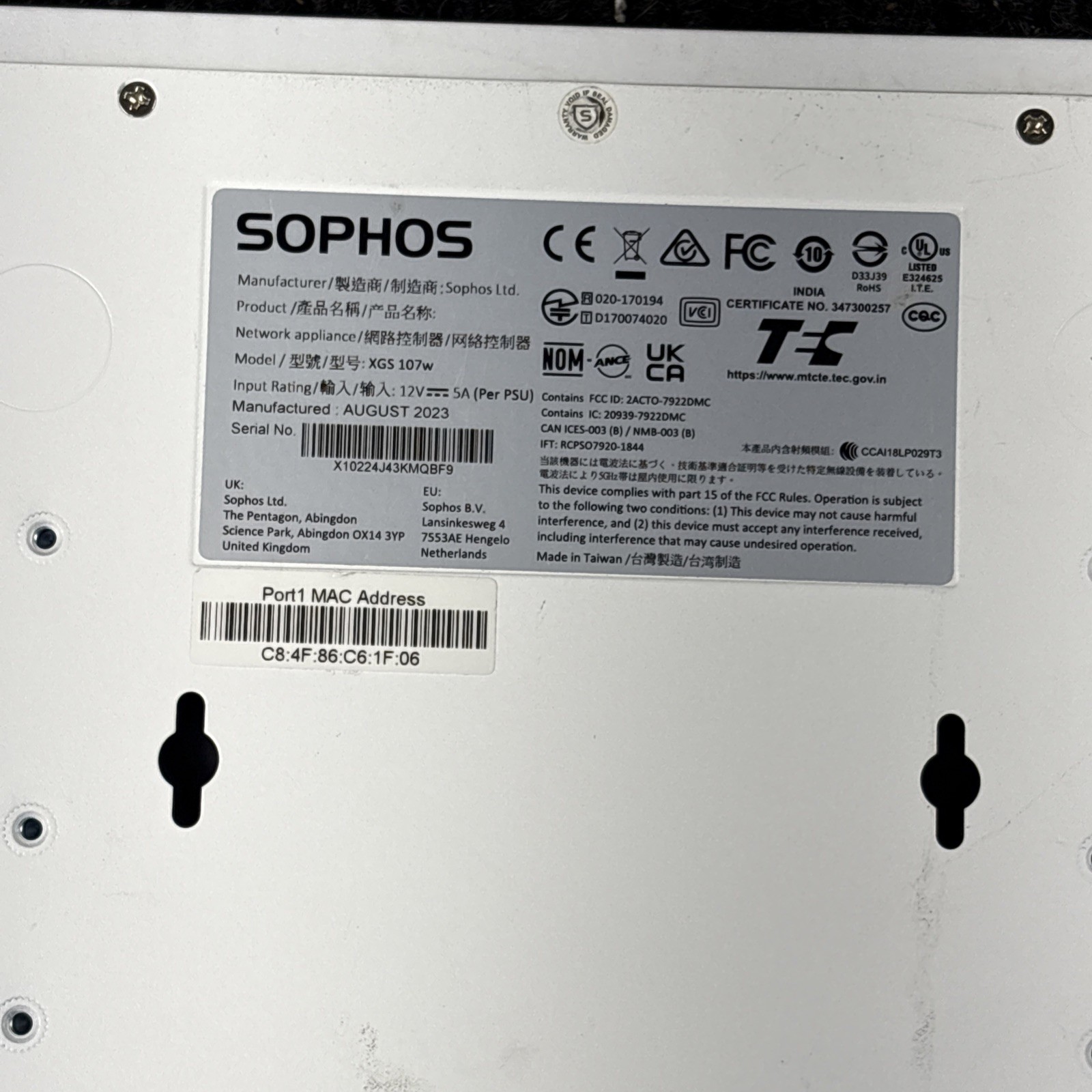 Sophos XGS 116W Security Firewall Appliance With AC Adapter