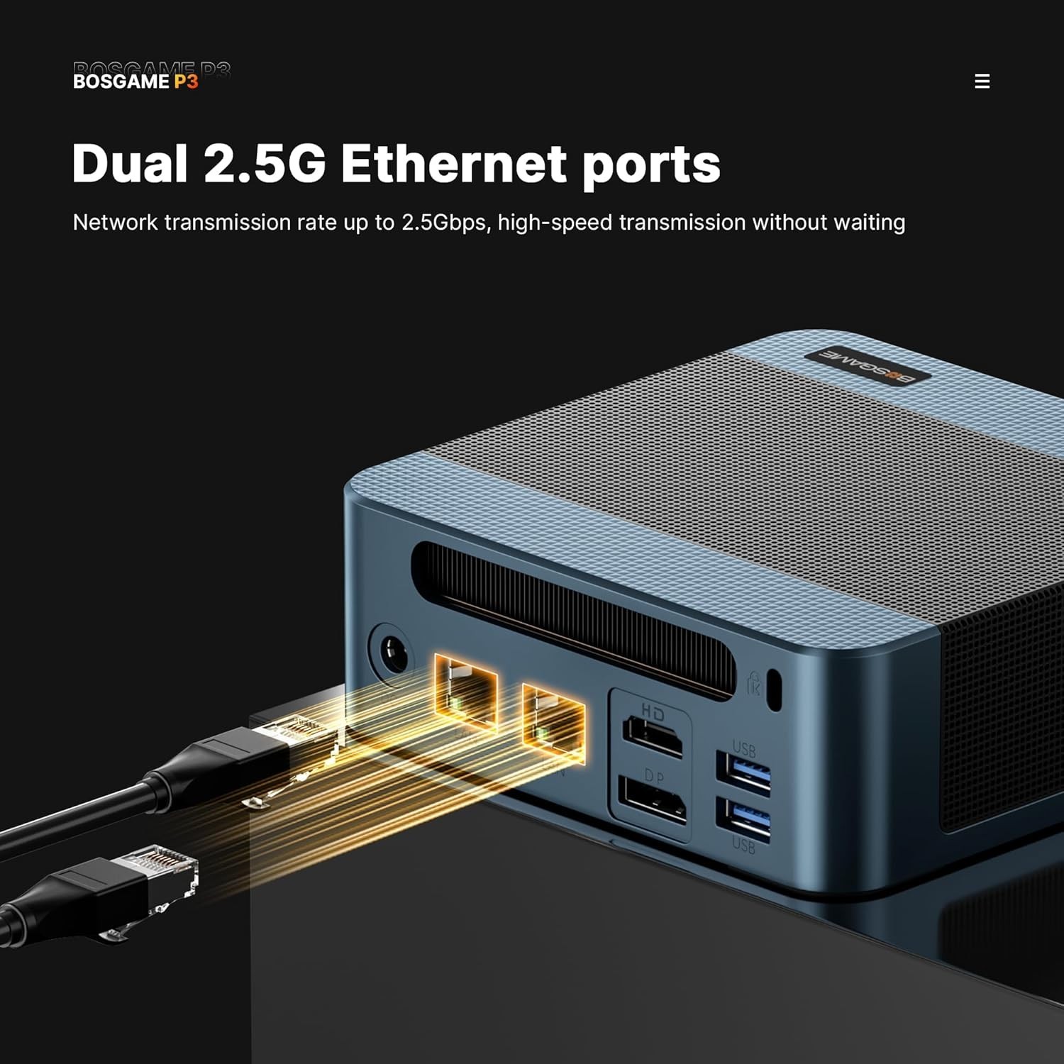 BOSGAME P3 Lite Gaming Mini PC with AMD Ryzen 7 6800H NO RAM NO SSD – BAREBONES