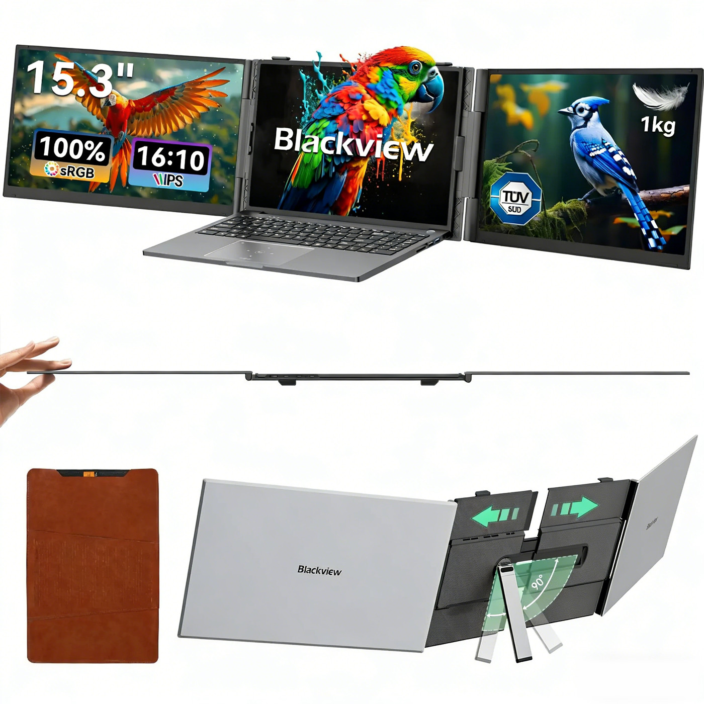 Blackview DCM8 Triple Laptop Screen Extender 15.3″ 1200P FHD IPS USB C Plug&Play