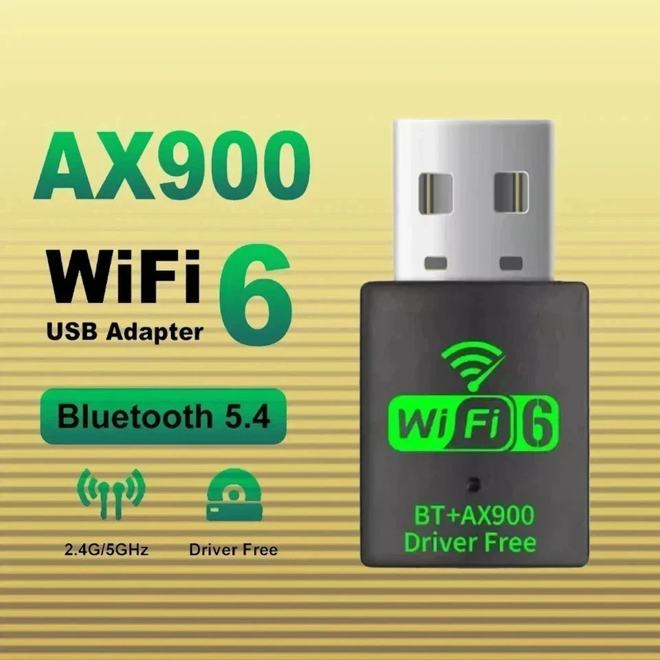 WiFi 6 USB Adapter AX900 Dual Band 2.4G/5GHz BT 5.4 Dongle for PC Win10/11