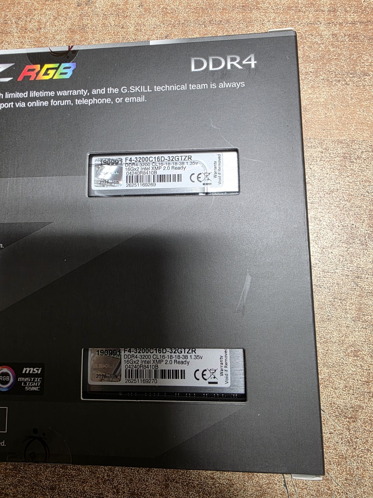 G. SKILL TridentZ RGB 32GB (2 x 16GB) (DDR4-3200) DDR4 3200MHz (CL16) EXPO & Xmp