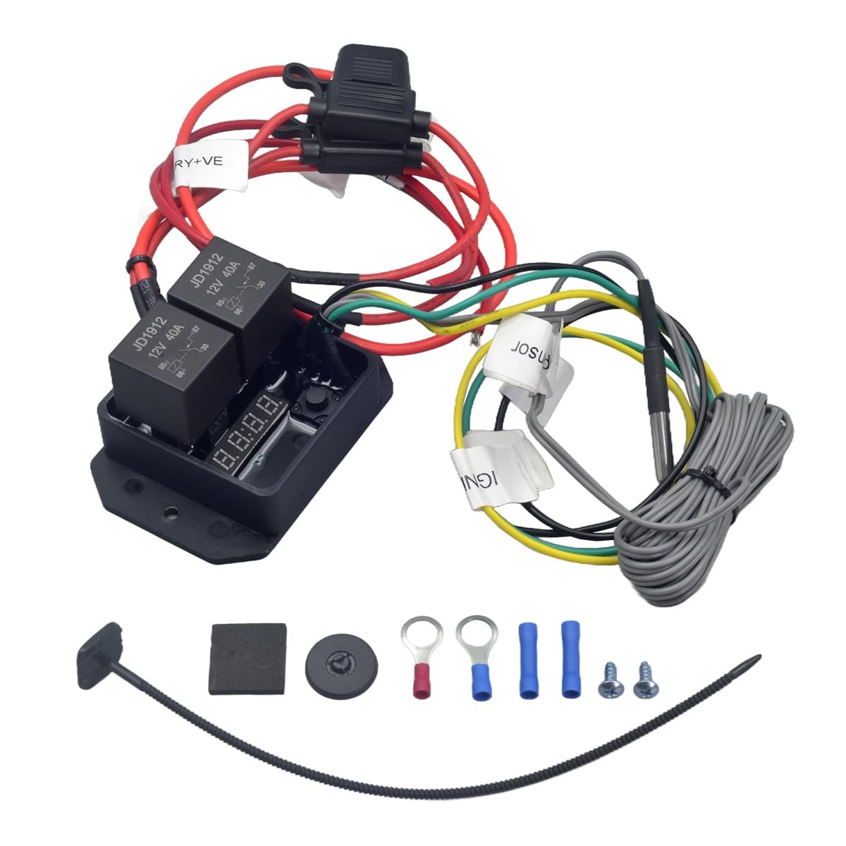 Digital 12V 24V Radiator Fan Controller Switch Adjustable Temperature Kit