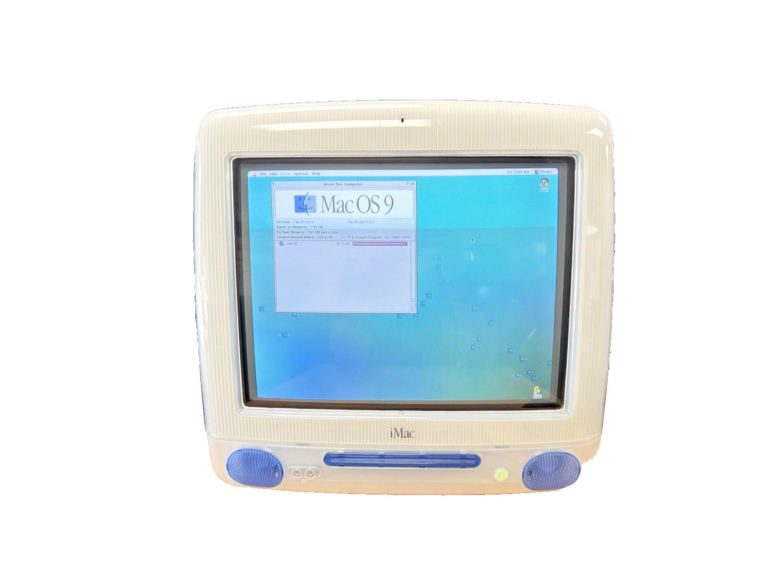 Vintage Apple iMac CRT PowerPC G3 M5521 Blue 350MHz, 192 MB, 6GB, Works Perfect