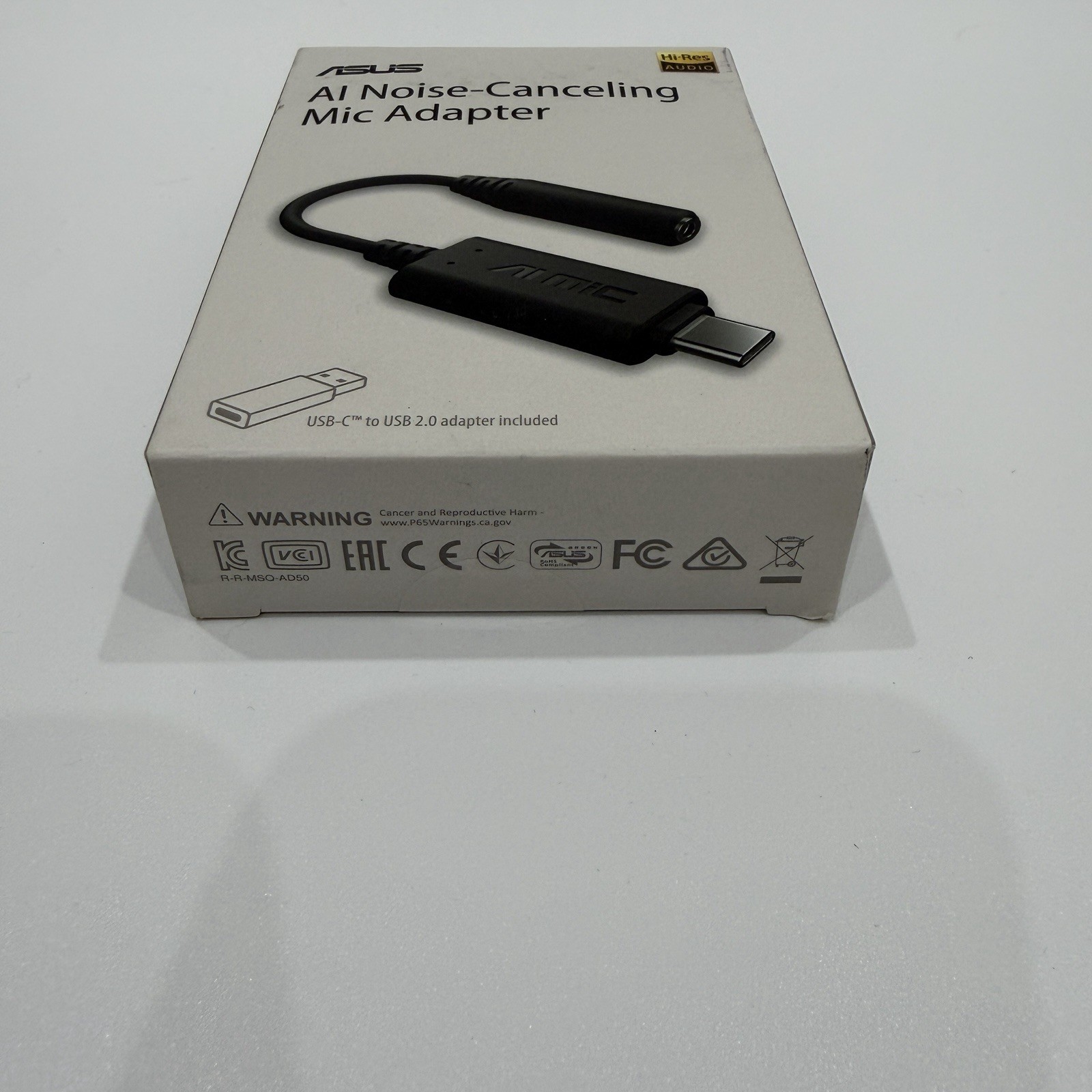 ASUS AI Noise-Cancelling Mic Adapter USB-C 3.5mm, Enhance Micro Performance