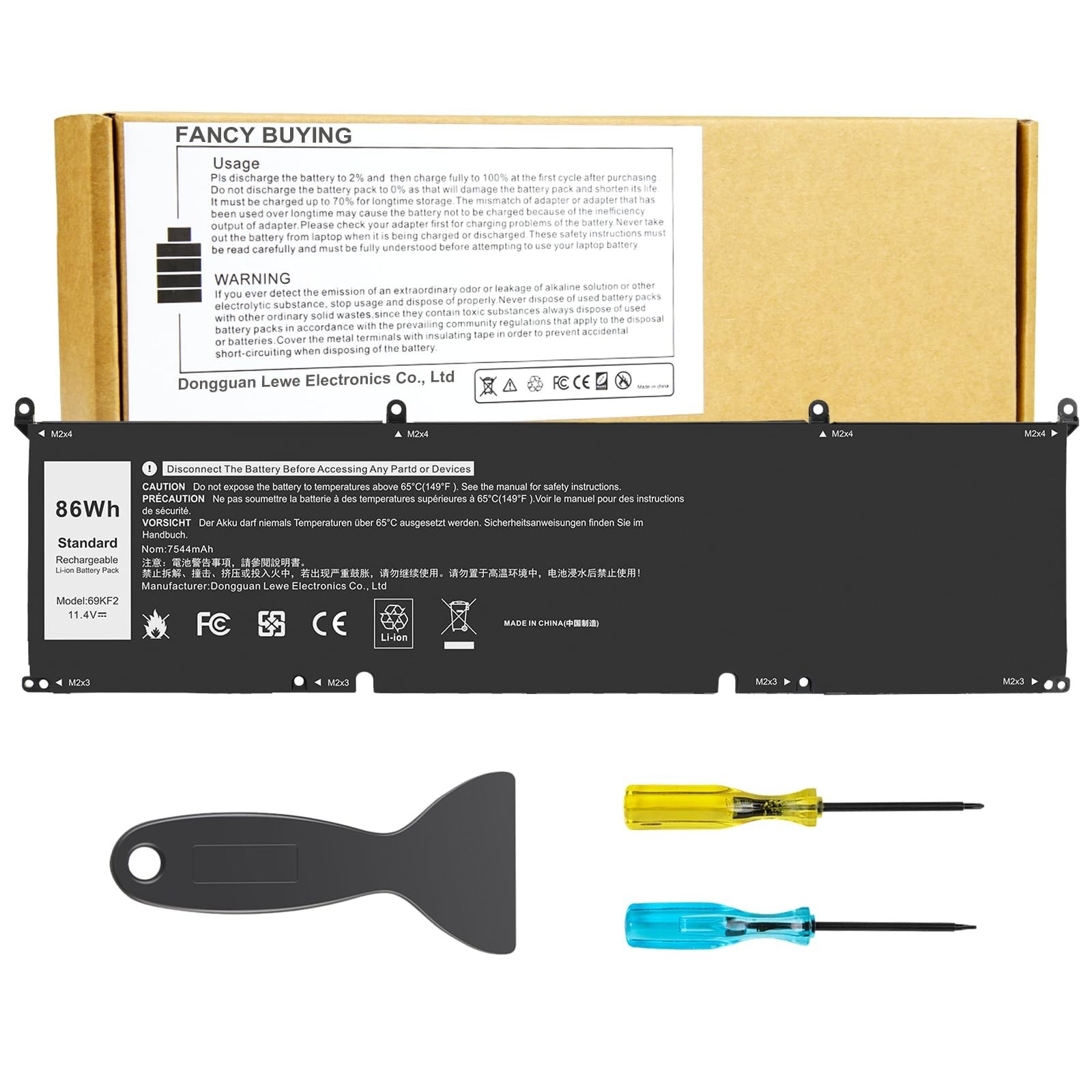 New 86WH 69KF2 Battery For Dell XPS 15 9500 Precision 5550 M59JH M15 M17 8FCTC