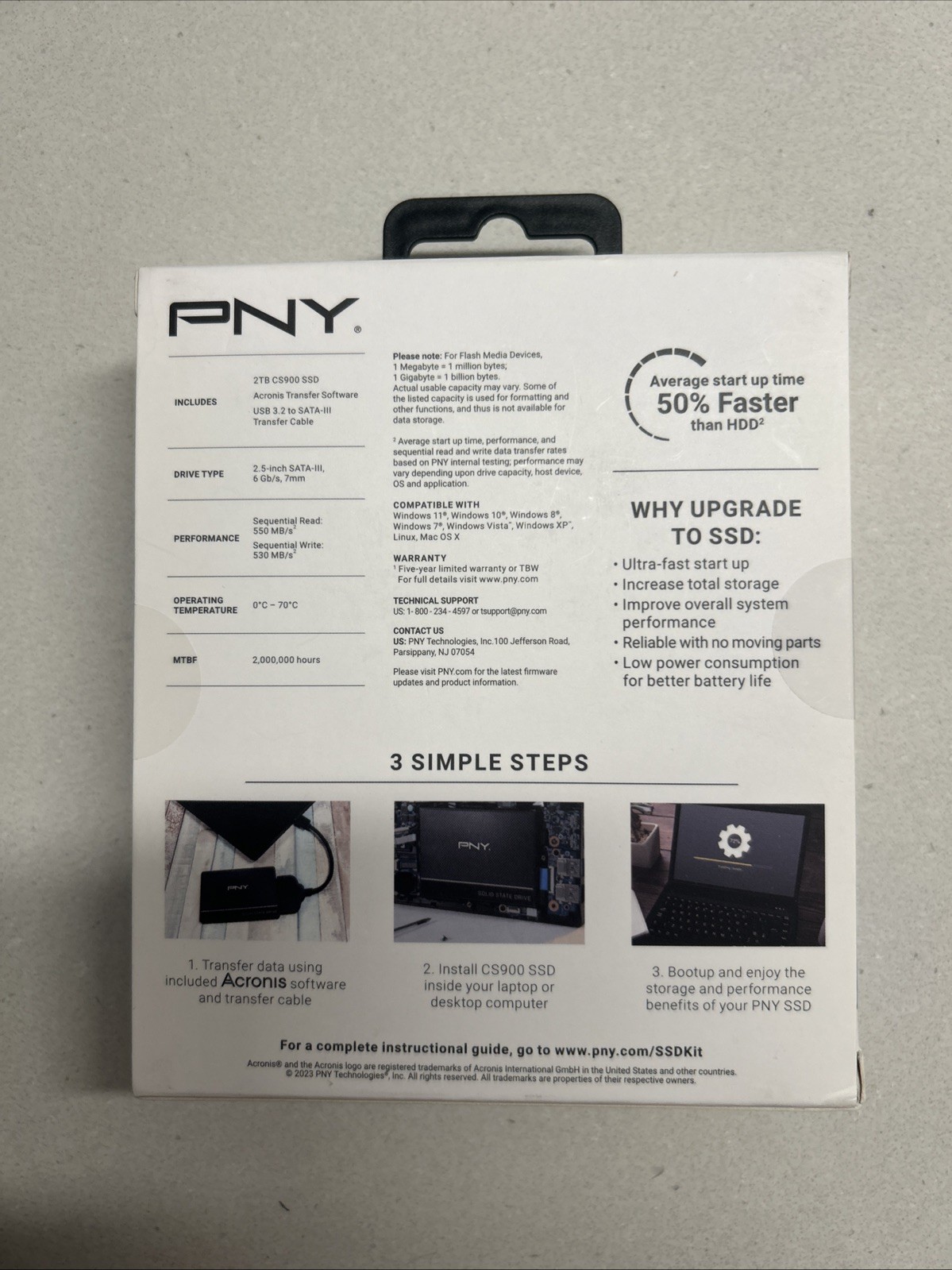 PNY CS900 2TB 2.5″ SATA III Internal SSD Upgrade Kit 550MB/s 530MB/s