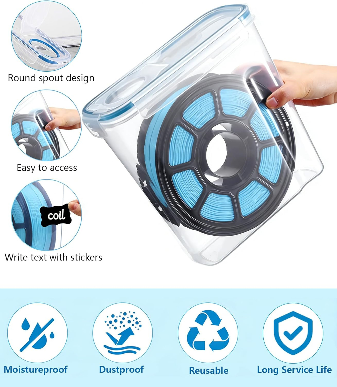 Filament Storage Box 6 Pack for 3D Printing Filaments Airtight Moisture Proof
