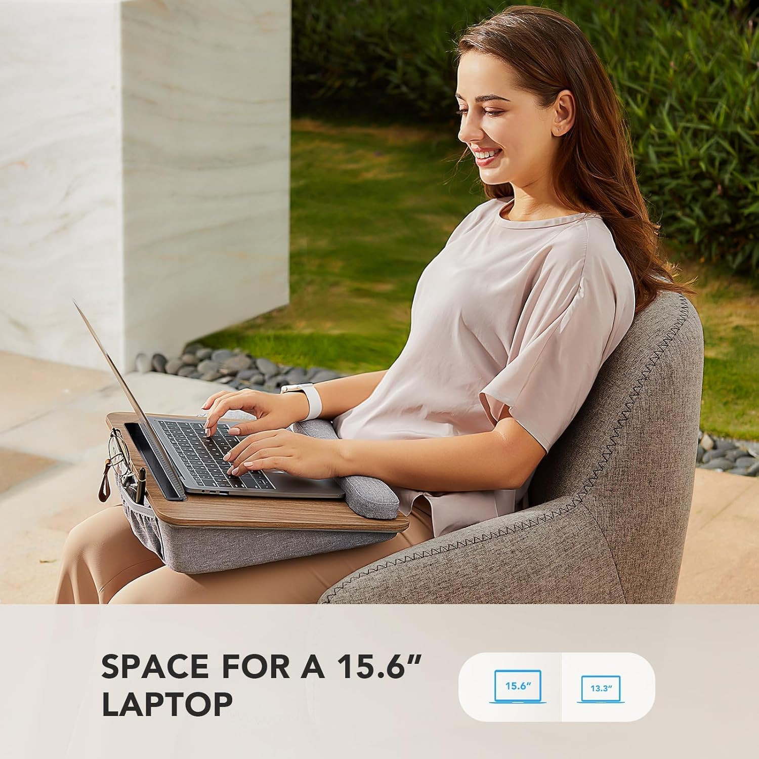 Laptop Lap Desk – Portable Lap Desk with Pillow Cushion, Fits up to 15.6 Inch La