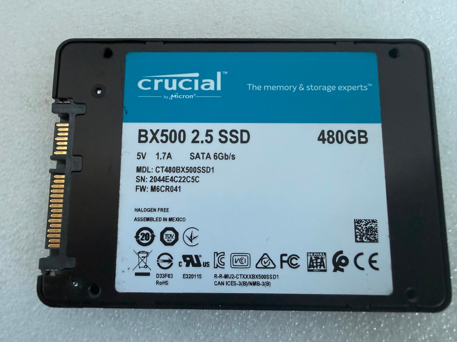 Crucial BX500 480GB 2.5″ SATA III Internal SSD CT480BX500SSD1