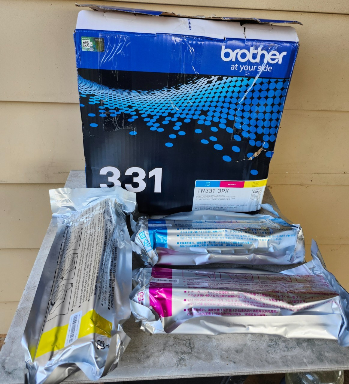 Brother TN331 Toner Set 3 Pack Black Cyan Magenta Yellow OEM Open Box Unused