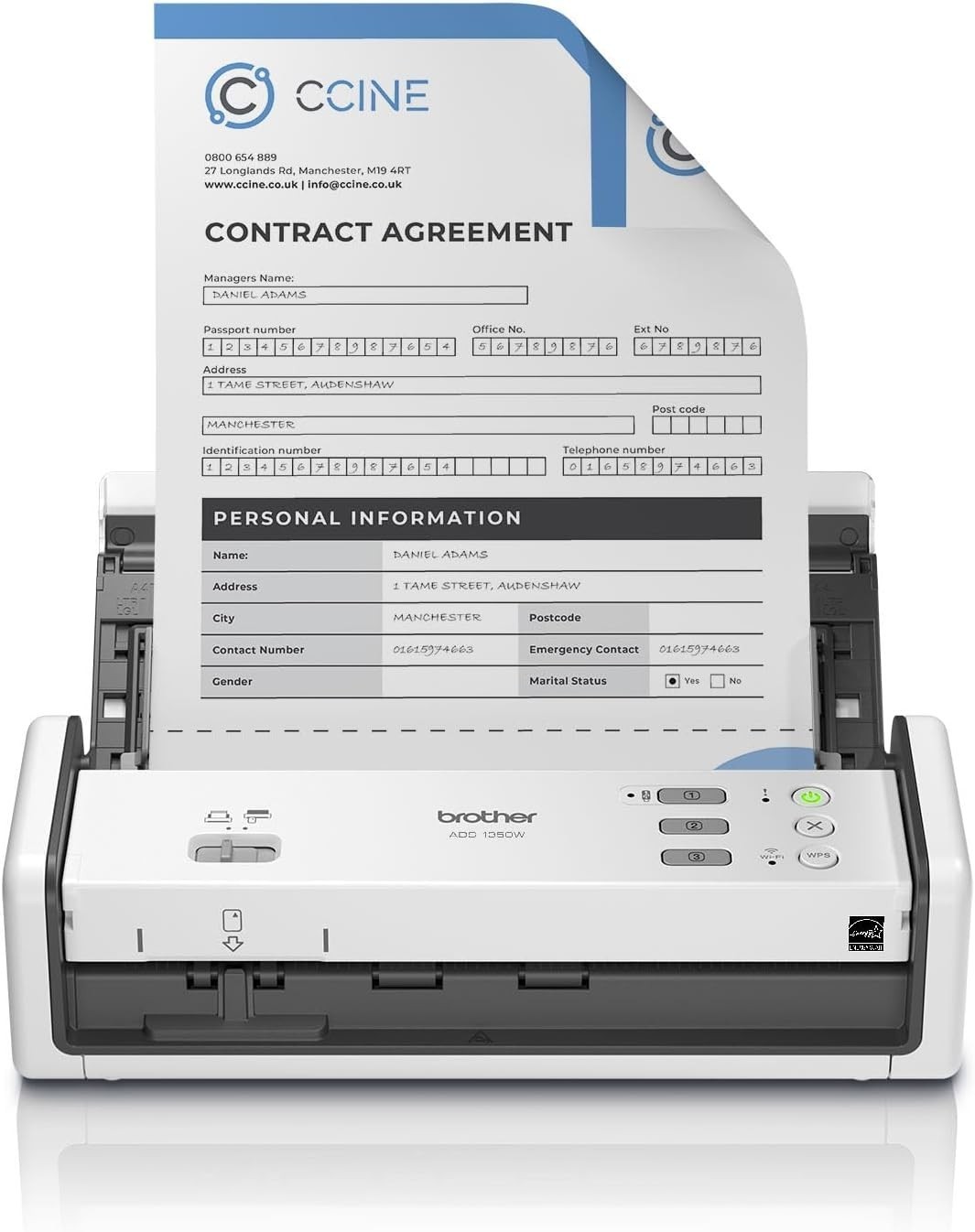 Brother ADS-1350W Wireless Compact and Portable Desktop Scanner New Sealed