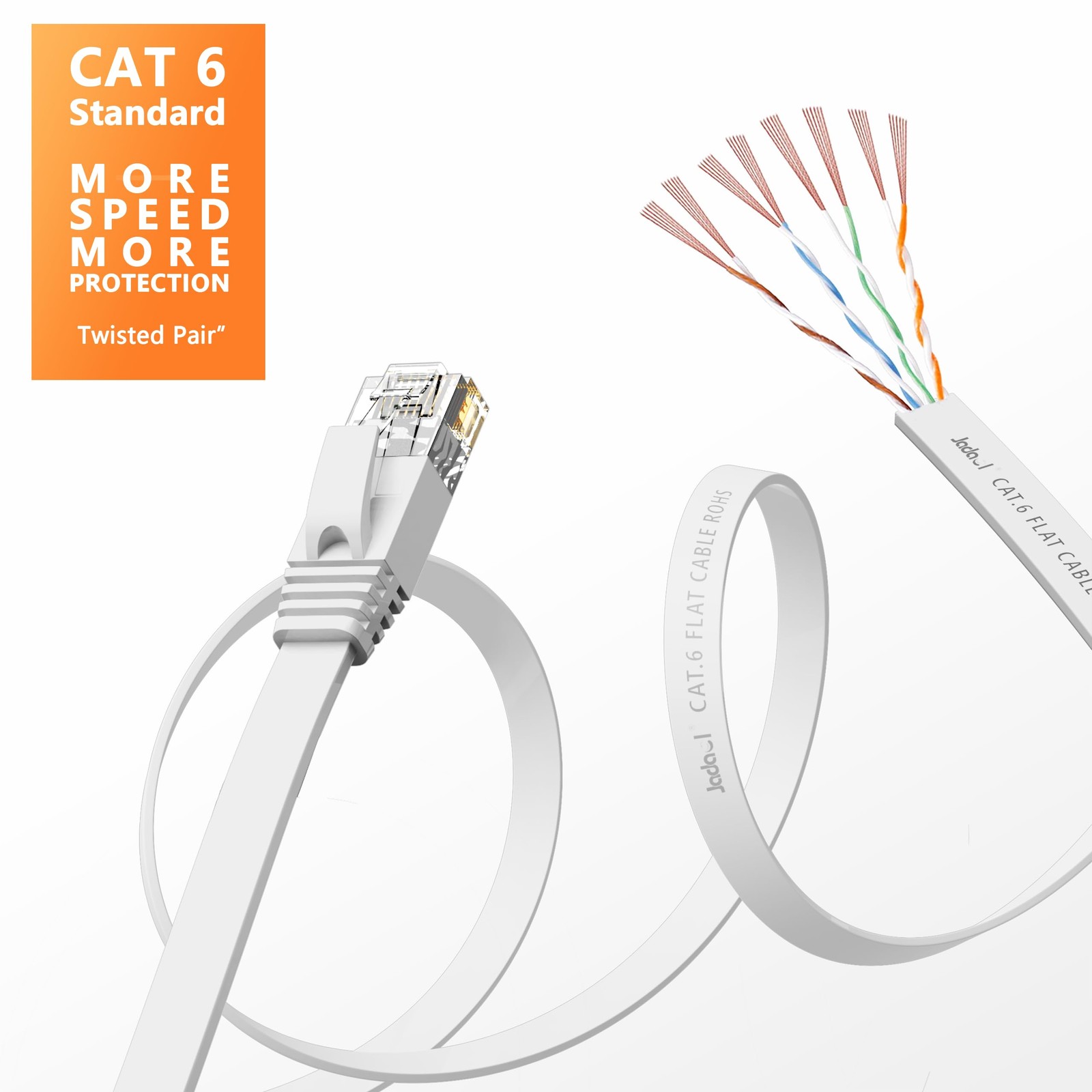 Cat 6 Ethernet Cable 60 ft, 10Gbps Support Cat8 Cat7 Network, Flat RJ45 LAN P…