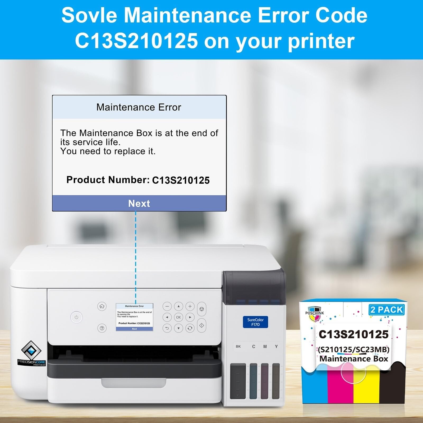 C13S210125 Maintenance Box Waste Ink Tank Replacement Compatible for EPSON Su…