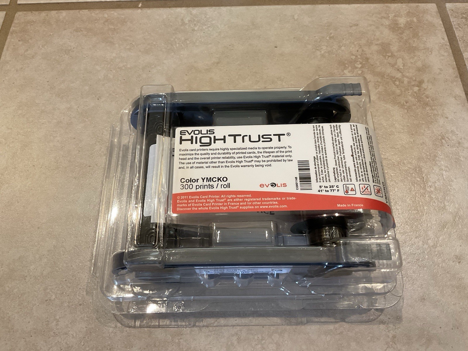 Evolis High Trust Black Color YMCKO 300 Ink Roll Print Cartridge New
